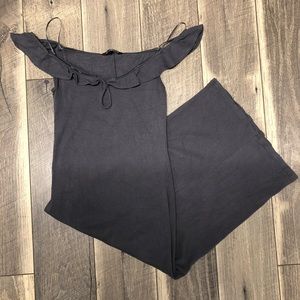 Express gray off-shoulder ribbed spandex dress